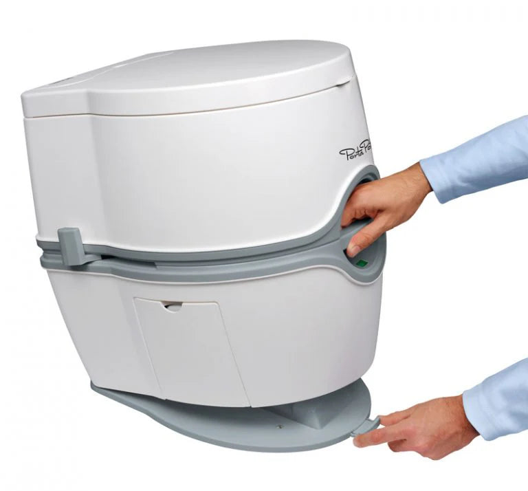 Thetford Porta Potti 565E + Floor Fixing Base — Electric Flush Portable Toilet Kit