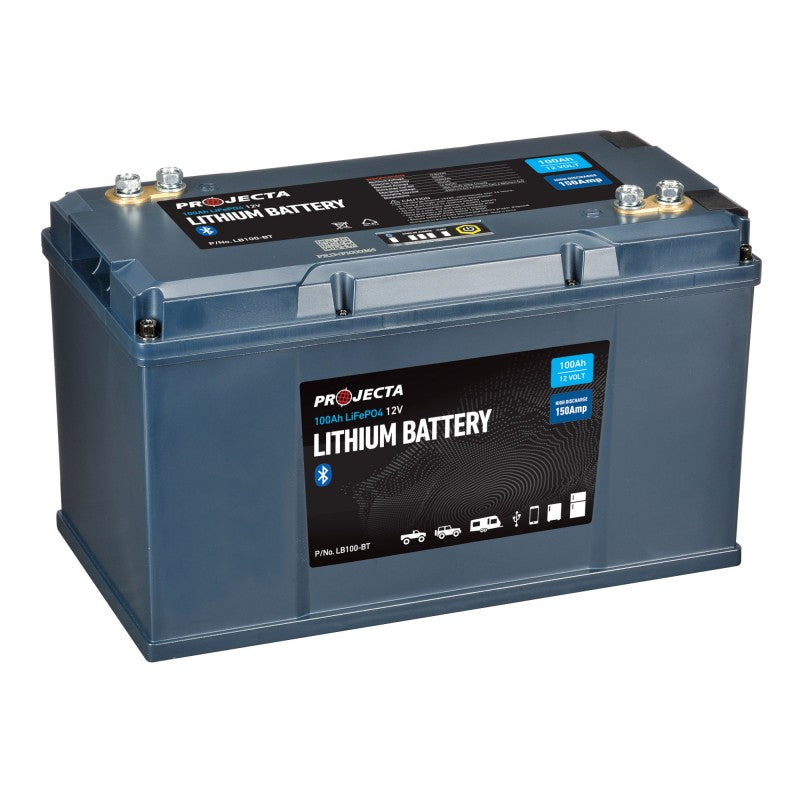 Projecta 100Ah 12V Lithium Battery with Bluetooth — 150A Discharge, 5-Year Warranty