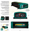 Enerdrive ePOWER 2600W Pure Sine Wave Inverter — AC Transfer & RCD, 12V